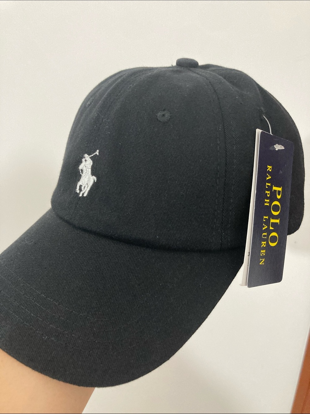 Polo by Ralph Lauren Black Baseball Cap with White Pony Logo